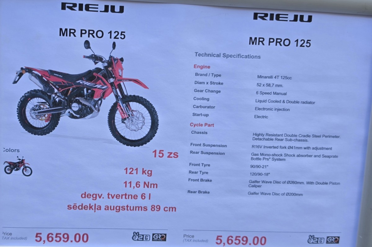 Rieju MR Pro 125 cena Latvijā Foto: iAuto