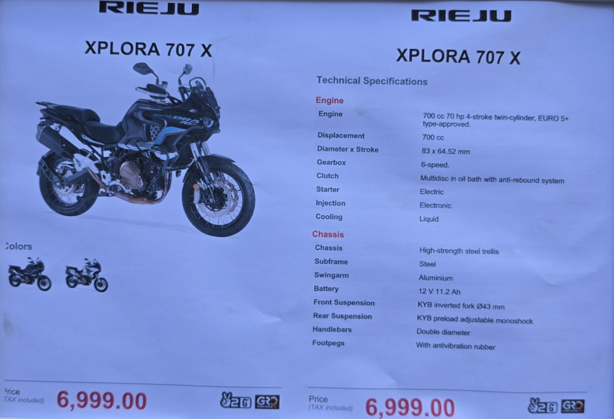 Rieju Xplora 707 X cena Latvijā Foto: iAuto